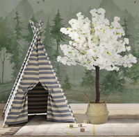 Vente en gros de branches de fleurs de cerisier blanches en soie, longues tiges, 4 branches, fleurs de cerisier artificielles pour la décoration