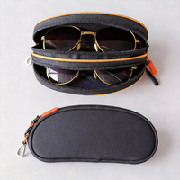 Petite pochette à lunettes en nylon, double fermeture à glissière, mousqueton. Étui à lunettes de soleil de voyage, portable.
