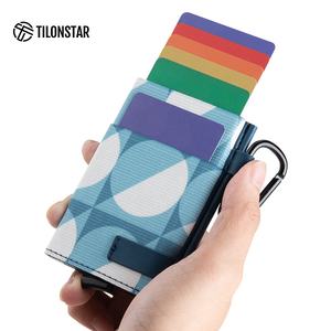 TILONSTAR TVC213 Boîtier en aluminium de qualité supérieure Conception de poche à élasticité élégante Porte-carte de crédit RFID Pop Up avec anneau Porte-clés - Product Image 2
