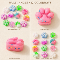 Jouet Squishy Patte de Chat OEM Marque Privée, Vente en Gros, TPR Souple Coloré Kawaii, Jouet Anti-Stress à Presser pour Distributeurs et Cadeaux