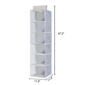 6 Shelf Hanging Clothes Storage Organizer Collapsible Accessory Shelves Hanging Closet Organizers Used for <b>Wardrobe</b> - Product Image 5