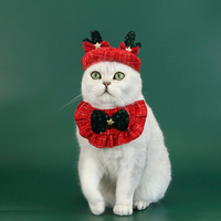 Ensemble de bavoirs et chapeaux de Noël en coton écologique pour animaux de compagnie – Accessoires festifs adorables pour chats et chiens (vente en gros)