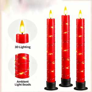 شموع إلكترونية <span class=keywords><strong>LED</strong></span> حمراء مزدوجة الجوانب على شكل عصا مضيئة لتزيين المشاهد في المهرجانات وتعزيز الأجواء الدافئة - Product Image 2