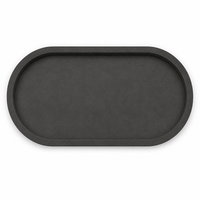 Plateau de service ovale en terrazzo gris foncé, moderne et luxueux, fait à la main, pour table basse, décoration d'intérieur, centre de table