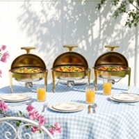 Ensemble de réchauds de luxe à couvercle roulant, chauffe-plats commerciaux en acier inoxydable pour buffet avec supports à combustible, équipement de restauration