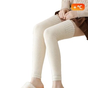 Women Knee Socks Fleece Lined Warm Thermo Solid Color Over The Knee Leg Warmers For Autumn Winter Casual Wear - Product Image 5