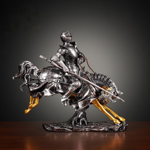 Estatua de Caballo Caballero, Pieza de Arte Coleccionable Retro Vintage, Adorno de Resina para Mesa, Oficina, Escritorio, Gabinete, Entrada, Decoración del Hogar - Product Image 6