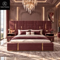 Lit de luxe en cuir véritable italien moderne, taille king size, avec tête de lit, pour chambre à coucher de villa