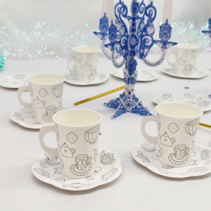 DAMAI Flower Shape Premium Spring Summer Tea Party Supplies Can Colored <b>Disposable</b> Party <b>Tableware</b> Dinnerware Paper Cups Plates - Product Image 3