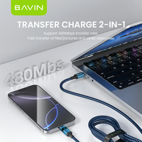 Câble USB-C vers USB-C BAVIN CB368 CC 100W à charge rapide avec écran LED en PVC pour téléphone portable Android et ordinateur portable
