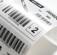 Étiquette autocollante découpée sur mesure en rouleau, en papier blanc, avec code-barres pour l'identification des produits et l'emballage