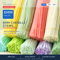 Batang Chenille 6mm 30cm, Kawat Chenille Berbulu, Pembersih Pipa, Kerajinan DIY, Perlengkapan Bunga Buatan Tangan, Grosir, Partai Besar