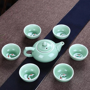 <strong>Chinese</strong> Traditional Fish Design Porcelain Green Eco-Friendly <strong>Tea</strong> <strong>Set</strong> - Product Image 5