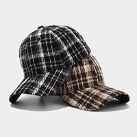 Gorra de Béisbol Vintage a Cuadros Gruesos para Mujer, Estilo Artístico Casual, Sombrero para el Sol, Moda Urbana, Tendencia Otoño-Invierno