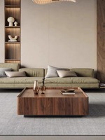 Geshang Yuyan C110 Table basse carrée simple et moderne Wabi-Sabi couleur bois de noyer avec garantie pour le salon de la maison
