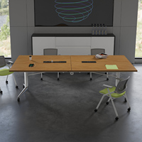 Table de conférence moderne en bois massif, pieds réglables, design pliable, caractéristiques écologiques, multifonctionnelle pour la maison, le bureau, la salle à manger