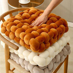 Almohada grande de terciopelo suave con nudo cuadrado, sofá decorativo para el hogar, patrón de hojas tejidas, estilo europeo americano, antibolitas - Product Image 1