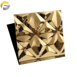 BCL013 201 304 316 זהב חותמת דפוס מראה מלוטש 3d קיר דקורטיבי פנל מרוקע בולט נירוסטה גיליון - Product Image 4