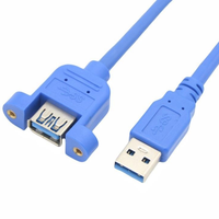 Câble d'extension USB 3.0 A mâle à femelle personnalisé avec câble de verrouillage à vis pour montage sur panneau