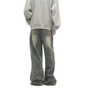 Jeans Baggy Y2K de Pierna Ancha con Costuras en Arco y Parches, Lavado Monkey, Jeans Rectos de Mezclilla de Alta Calidad para Hombre, Novedad 2025 - Product Image 4