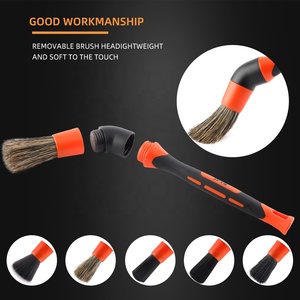 SPTA Juego de 5 Cepillos para Detallado de Autos, Cepillos de Pelo de Jabalí Suave para <span class=keywords><strong>Limpieza</strong></span> de Interiores, Exteriores, Ruedas, <span class=keywords><strong>Motor</strong></span> y Cuero - Product Image 3