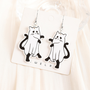 1 par de pendientes de gota de Halloween acrílico vaca fantasma joyería Stud pendiente para mujer chica vacaciones regalo de cumpleaños - Product Image 2