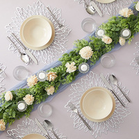 Napperons en PVC avec dentelle dorée, sets de table décoratifs pour la restauration en gros
