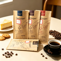 Pochette en kraft écologique à trois soudures latérales, impression personnalisée, qualité alimentaire, pour l'emballage de feuilles de thé et de grains de café