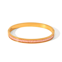 Bracelet chaîne superposé en zircon rose, plaqué or 18 carats, en acier inoxydable, design de niche, bijoux polyvalents de luxe léger pour femme