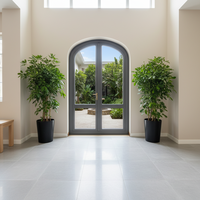 USA NFRC Portes d'entrée de luxe en bois revêtues d'aluminium à double arche, résistantes aux hôtels et aux maisons extérieures à économie d'énergie.