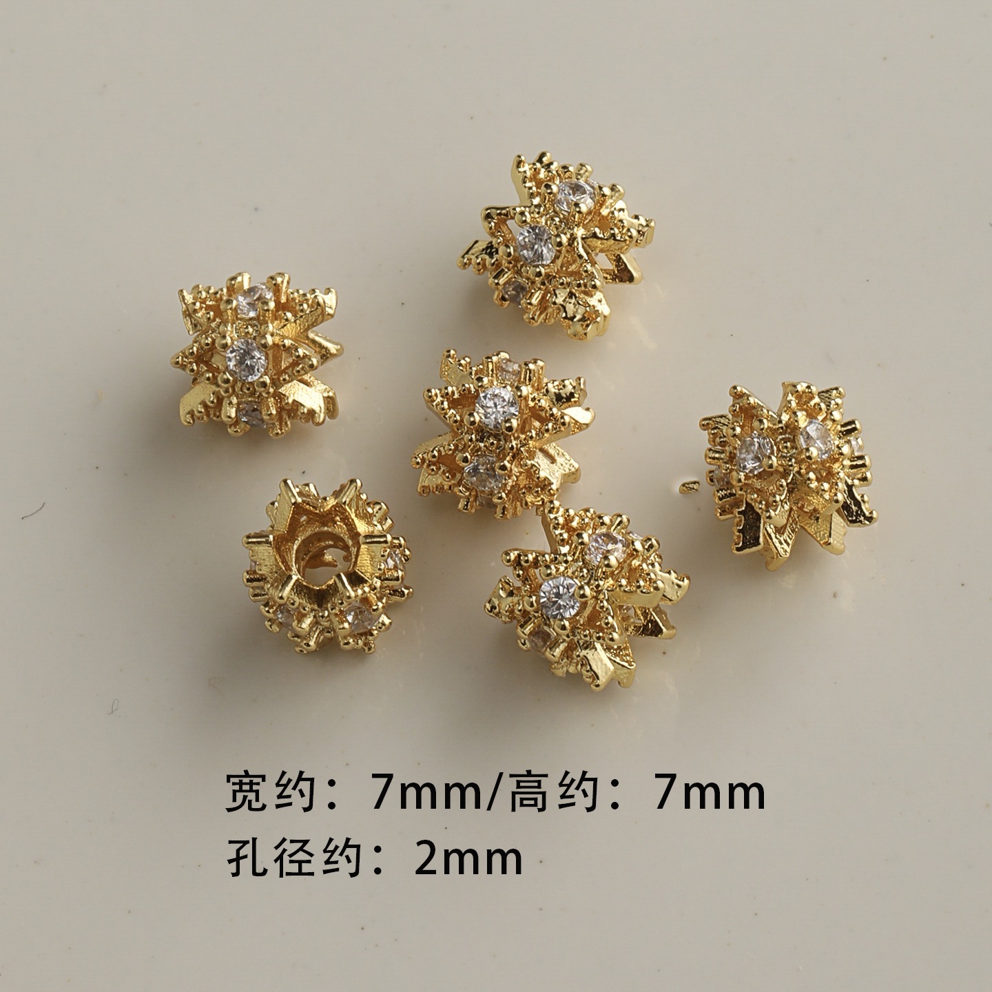 Gold plated copper rhinestone inlaid crown spacer disc
