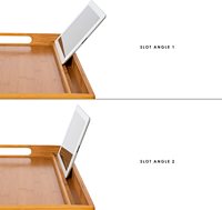 Table de nourriture pliable en bambou, plateau de lit réglable pour ordinateur portable, avec jambe et support de téléphone, pour le petit déjeuner