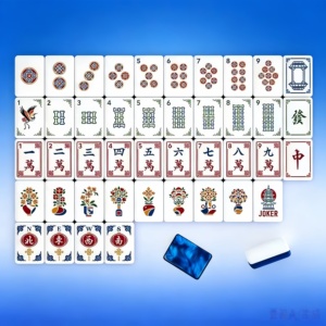 Oh My <b>Mahjong</b> 7-piece American <b>Mahjong</b> <b>Set</b> with Blue Water Ripple Pattern, Exquisite Workmanship - Product Image 1