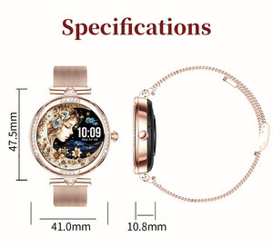 ساعة دينيكسي الفاخرة المرصعة بالألماس للنساء، ساعة ذكية لمراقبة الصحة، مقاومة للماء IP67، متوافقة مع أنظمة IOS وأندرويد - Product Image 5