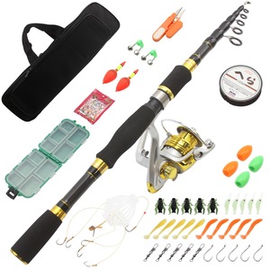 Ensemble de canne à pêche Searcher Lure 2,1 m en fibre de carbone, kit de pêche rétractable avec moulinet et accessoires pour la pêche en eau douce - Product Image 1
