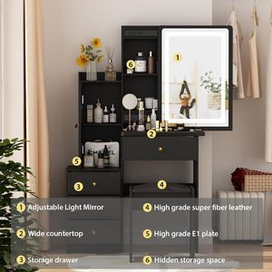 2026 New Bedroom Furniture: Cosmetic <b>Dressing</b> <b>Table</b>, Cross-border Luxury Style, Mirrored <b>Storage</b> Cabinet, High-end Makeup <b>Table</b> - Product Image 2