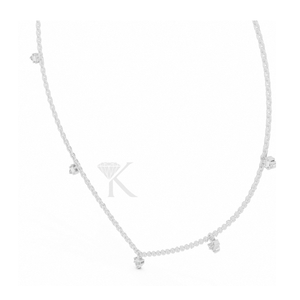 Delicado Collar de 5 Estaciones con Diamantes en Forma de Gota, Chapado en Plata, Cadena con Dijes de Baguette, Lujo, Certificado IGI, Joyería Fina Moderna para Uso Diario, Regalo - Product Image 4