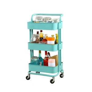 उच्च गुणवत्ता वाली धातु ट्रॉली गाड़ी घर रोलिंग 3 पहियों के साथ - Product Image 2