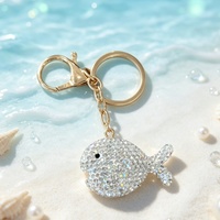 Cadeau de la Saint-Valentin pour femmes, porte-clés en forme de cœur, mini porte-clés pour sac, vente en gros, porte-clés mignon en forme de poisson en argile polymère avec strass