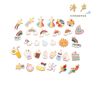 Pendentifs en métal pour bijoux, petits charms colorés style Instagram pour accessoires DIY, lettres joyeuses, smileys, arc-en-ciel, cœurs - Product Image 5