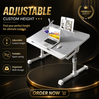 Table de lit réglable avec pieds pliables pour gagner de la place, idéale pour la lecture, la nourriture et le travail - Parfaite pour les études et le travail à distance