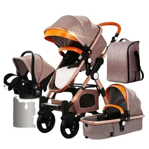 High landscape baby trolley 0-3 years old portable baby stroller 3 in 1 with mom bag