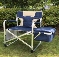 Chaises de camping pliantes en aluminium Chaise de directeur de camp robuste pour adultes Chaise légère avec table d'appoint et sac isotherme
