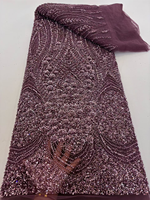 NI.AI Nouveau style Tissu en dentelle à sequins géométriques brodés, entièrement recouvert de sequins, tissu en dentelle perlée courte avec sequins