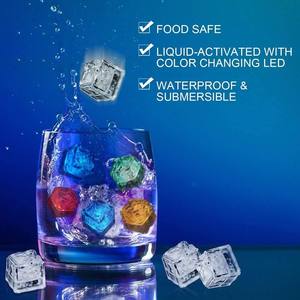 Capteur de liquide lumineux étanche à <span class=keywords><strong>LED</strong></span> <span class=keywords><strong>clignotante</strong></span> en forme de cube carré pour boissons, bar, fête, mariage, remise de diplôme, décorations de Thanksgiving - Product Image 6