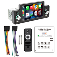 Autoradio Bluetooth universel USB 5 pouces avec Carplay et Android Auto sans fil, écran tactile simple DIN, autoradio stéréo 1 DIN