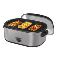 Rôtissoire électrique 3-en-1 pour dinde avec grande capacité de 18/22 QT, minuteur programmable, idéale pour la cuisson de plusieurs plats en fêtes
