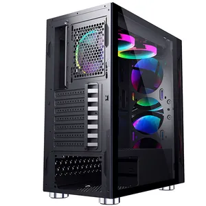 Casing Komputer Pc Kaca Kustom Produk Baru Casing Komputer Desktop Gaming Mendukung Atx M-atx Casing RGB Komputer