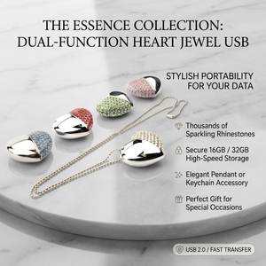 High Quality 2.0 <strong>Interface</strong> Necklace Heart Shape Metal Custom Diamond USB Flash Drive 16GB 32GB 64GB Storage for Gift - Product Image 5
