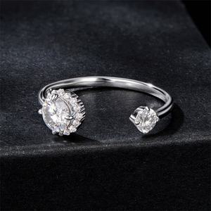 Joyería de plata 925 de alta calidad, anillos de dedo abiertos ostentosos, anillo de moissanita DE BODA Vvs de compromiso de promesa para mujer redimensionable - Product Image 3